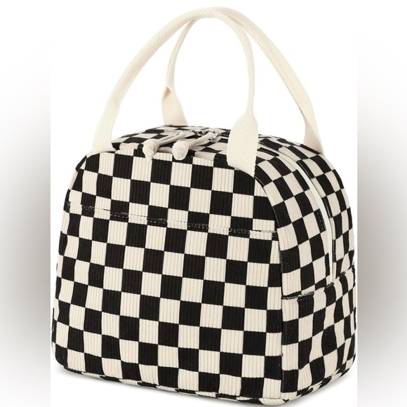 Corduroy Insulated Checkered Lunch Box - Picture 1 of 4